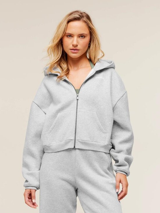 Gymshark Tops - GYMSHARK Women's Cosy Luxe Zip Through Hoodie Size L in Soft Grey Marl